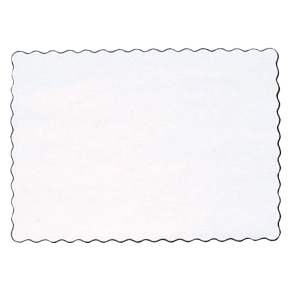 25 Scalloped Edge Paper Placemats 9.5" X 13.5" Dinner Size 26 Colors - White