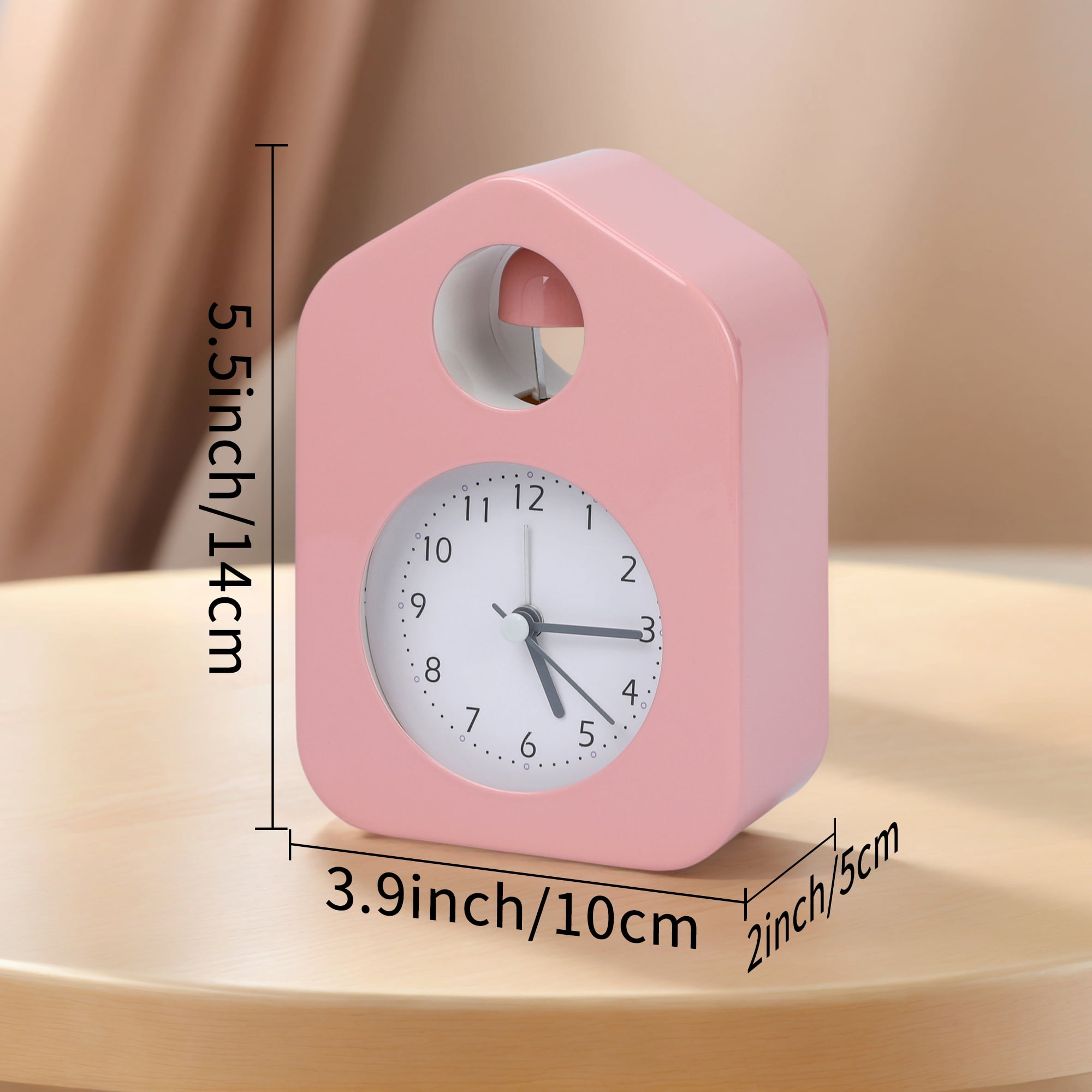 Unique Bargains Non-Tick Alarm Clock with Round Bell Design Grey 3.9"L x 2.0"W x 5.5"H