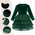 thumbnail image 5 of IDOPIP Toddler Baby Girls Christmas Velvet Dress Long Sleeve Ruffle Tulle Princess Dress, 5 of 7