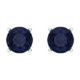 thumbnail image 3 of 1.5 Ct Round Cut Studs Blue Sapphire 18K White Solid Solid Gold Everyday Dainty Earrings Screw Back, 3 of 7