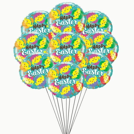 PMU Happy Easter Hatched Chicks 18 Inch Mylar Foil Balloon Pkg/10