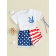 thumbnail image 3 of Bslissey Toddler Baby Independence Day Shorts Sets 6M 12M 18M 24M 3T Short Sleeve Graphic Print T-shirt + Stars Stripes Print Shorts 2Pcs Infant Casual Summer Outfits, 3 of 10