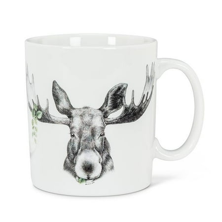 

Abbott Collection AB-27-MUG-CN-04 4 in. Forest Prince Moose Jumbo Mug White & Grey