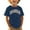 Navy Blue, variant on Kids Casual Sports Short Sleeve Top - Loose Cute Printed Design - Polyester, Breathable, for 3-13Y, Sizes 110-160
