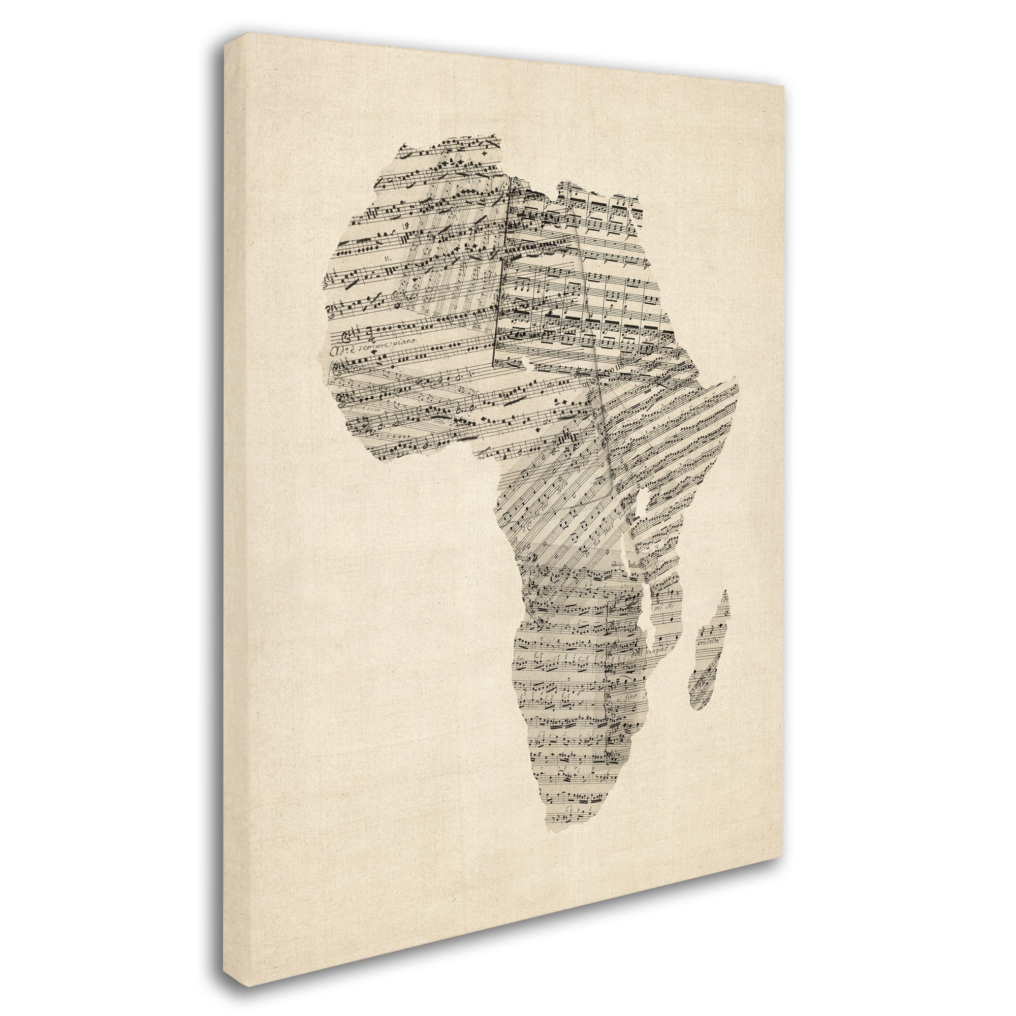 Trademark Fine Art "Old Sheet Music Map of Africa" Canvas Art by Michael Tompsett