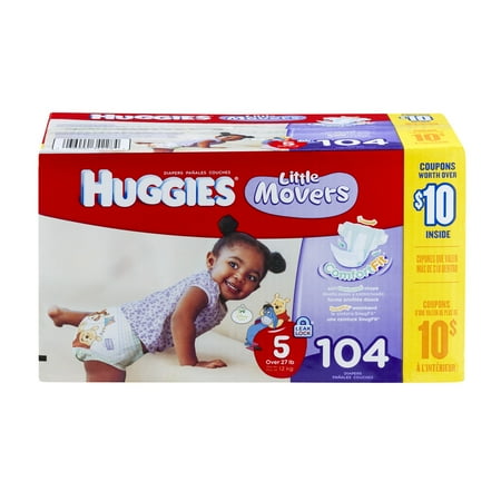 huggies little movers step 5 giant pack, 104 count