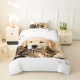 thumbnail image 2 of Homewish Kawaii Dog Cat Twin Duvet Cover,Pet Love Theme Twin Bedding,White,Polkadot Reversible,2-Piece,1 Duvet Cover and 1 Pillowcase, 2 of 6