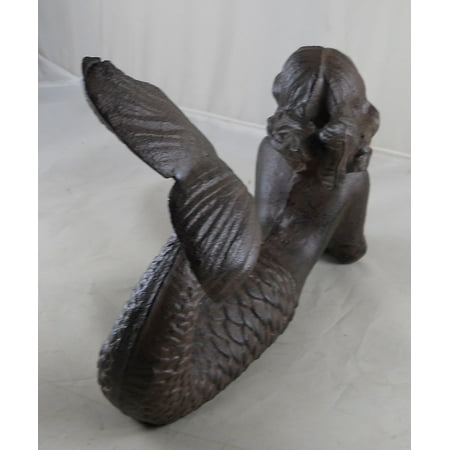 Nautical Garden Decor - Cast Iron Dreaming Mermaid Figure ~ Nautical Garden Decor