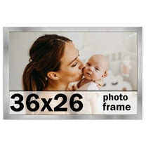 36x26 Frame Silver Stainless Steel Solid Wood Picture Frame | 0.75 Inch Moulding Width | Includes