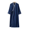 thumbnail image 1 of Mens Summer Robe Cotton Lightweight Bathrobe, Long Kimono Robe, Breathable Soft Bath Robe For Summer, Lounge & Shower Loose Fit Pajama, 1 of 7