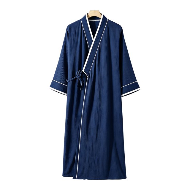 Mens Summer Robe Cotton Lightweight Bathrobe, Long Kimono Robe, Breathable Soft Bath Robe For Summer, Lounge & Shower Loose Fit Pajama