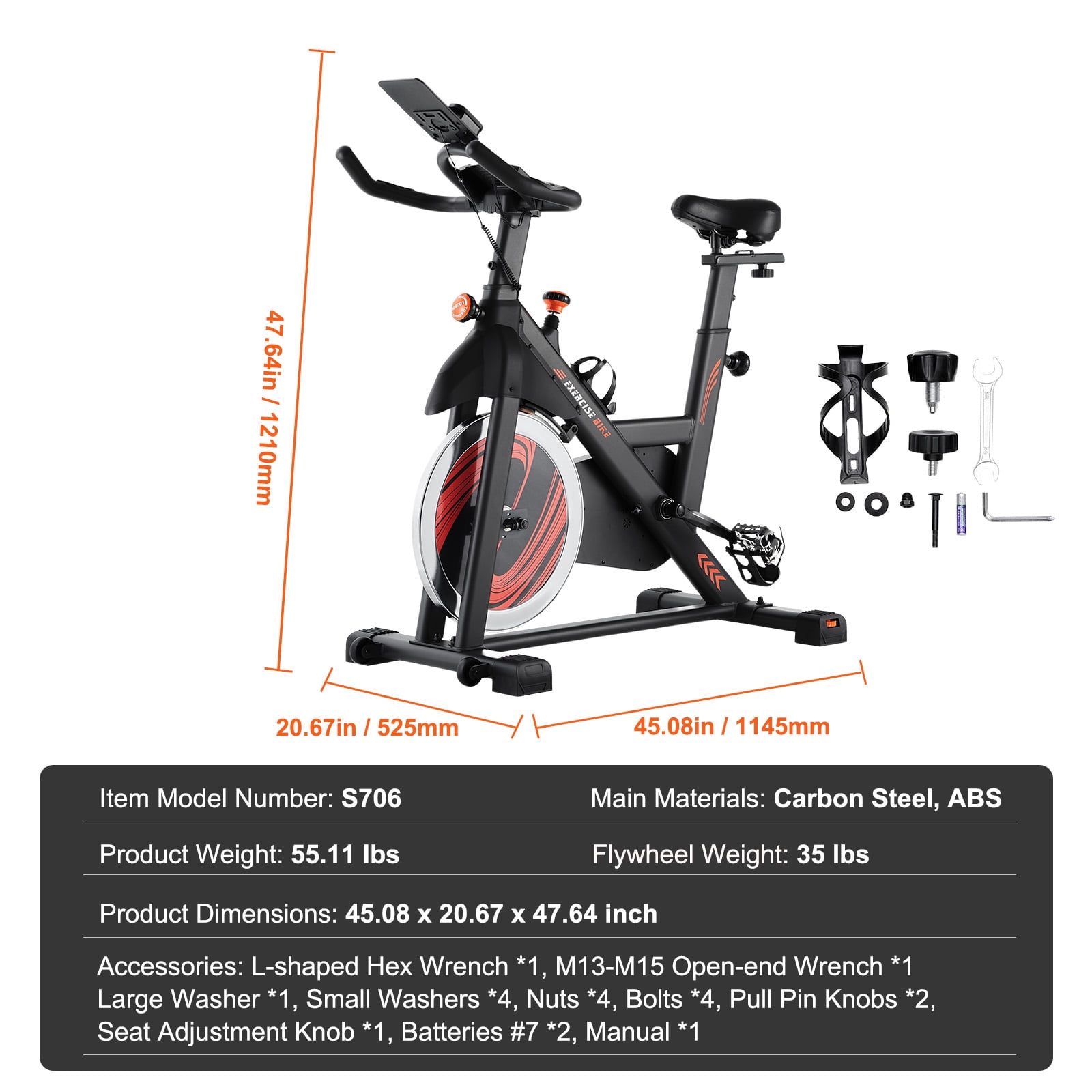 KFFKFF Fitness Bicycle, Home Cardio Adjustable Resistance Trainer, Quiet Belt-Driven Cycle, with Soft Seat, LCD Display, and Durable Flywheel for Indoor Workouts