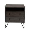 thumbnail image 3 of Baxton Studio Glover Modern and Contemporary Dark Brown Finished Wood and Black-Tone Finished Metal 2-Drawer Nightstand, 3 of 10