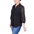 thumbnail image 2 of 3/4 Sleeve Foiled Jacquard Chiffon Blouse, 2 of 3