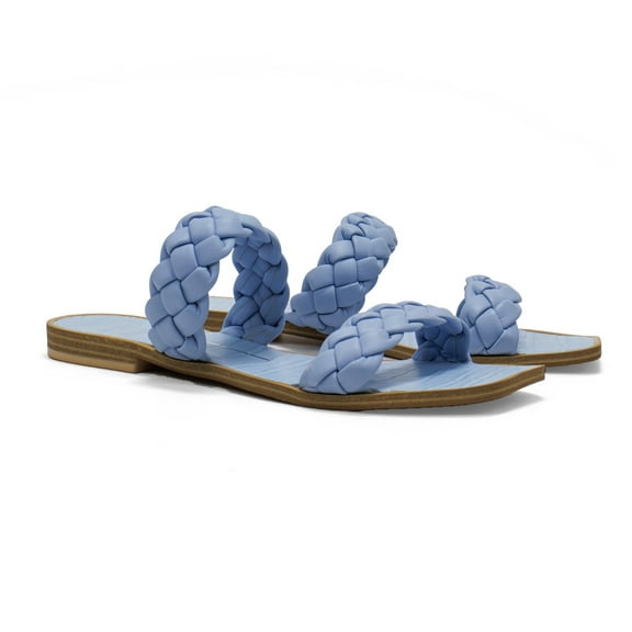 Dolce Vita Women's Indy Faux Leather Braided Strap Flat Sandal, Sky Blue Stella,11 M US
