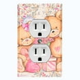 thumbnail image 1 of Metal Light Switch Wall Plate Outlet Cover (2 Teddy Bears Pink With Love Heart Balloon Flower - Single Duplex), 1 of 2