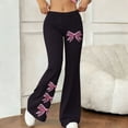 thumbnail image 2 of Women's Yoga Pants High Elastic Waist Print Flared Trousers Stretchy Comfy Casual Workout Fitness Pant (XL, Black), 2 of 7