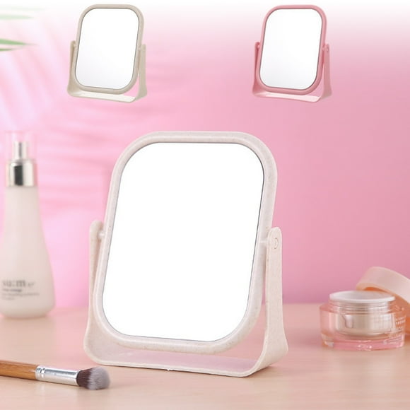 Xihbxyly Espejo de Maquillaje de Escritorio, Soporte Plegable, Diseño Compacto y Ligero, Portátil para Viajes y Uso Doméstico, Elegantes Colores Beige y Rosa, Tamaño 18 X 16 X 5 Cm, Ideal para Dormit