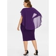 thumbnail image 3 of AURA Women's Plus Size Chiffon Ruffle Flattering Cape Sleeve Bodycon Pencil Dress, 3 of 4