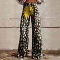 thumbnail image 2 of Outfmvch Jeans Grande Taille pour Femmes, Pantalons pour Femmes, Jeggings pour Femmes, Pantalons Larges Taille Haute à Motif Floral, Jeans Évasés pour Femmes, Bas pour Femmes Jaune m, 2 of 5