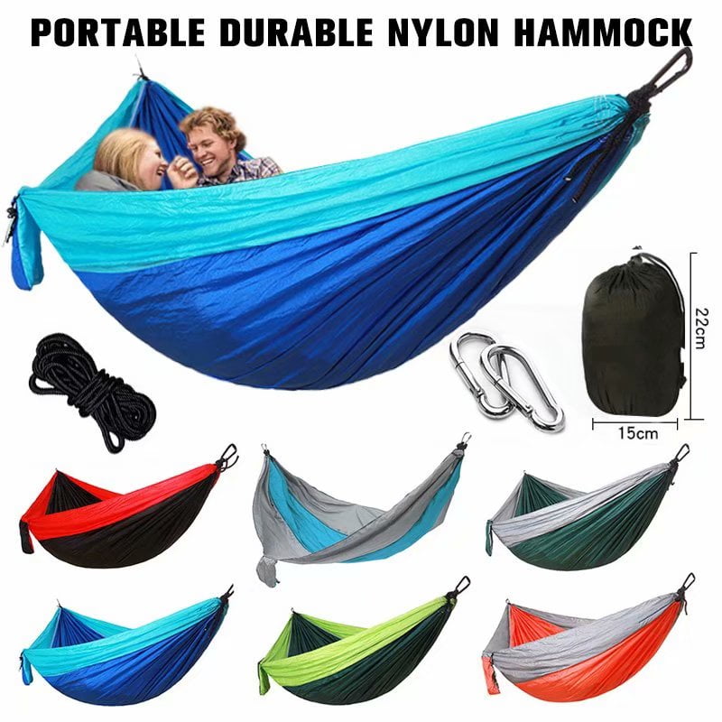 280X190cm Extra Large Size 2 Person Portable Nylon Hammock with 10FT Tree Straps for Hiking Backpacking Garden Dark Green & Brown KUYOU Camping Hammock Lightweight Outdoor Travel Hammocks 