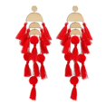 thumbnail image 1 of Pendientes de plumas para mujer, joyería bohemia con borla larga, accesorios de boda de oro rojo, 1 of 2