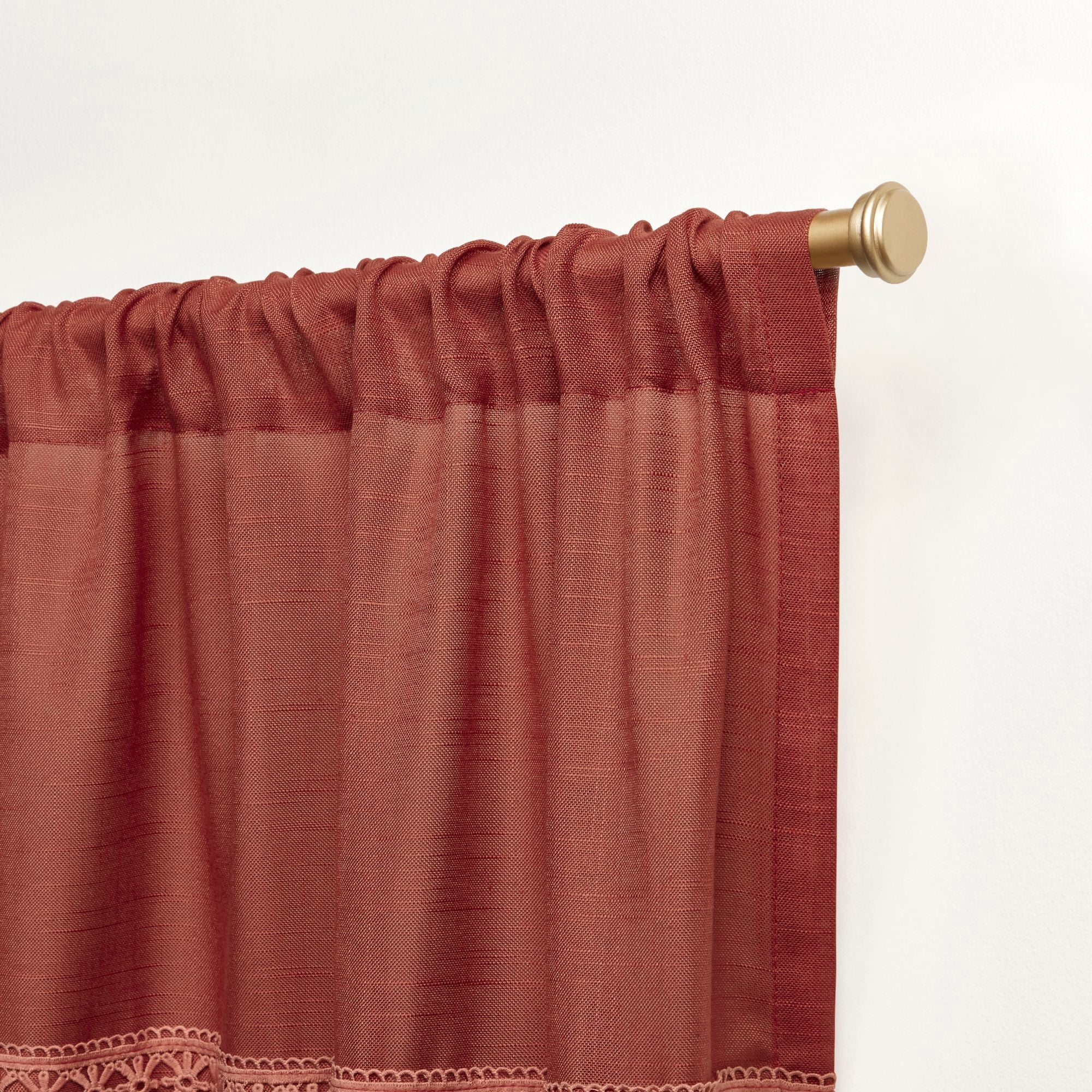 Nicole Miller New York Dunbar Light Filtering Rod Pocket Curtain Panels, 50"x 108", Burnt Sienna, Set of 2