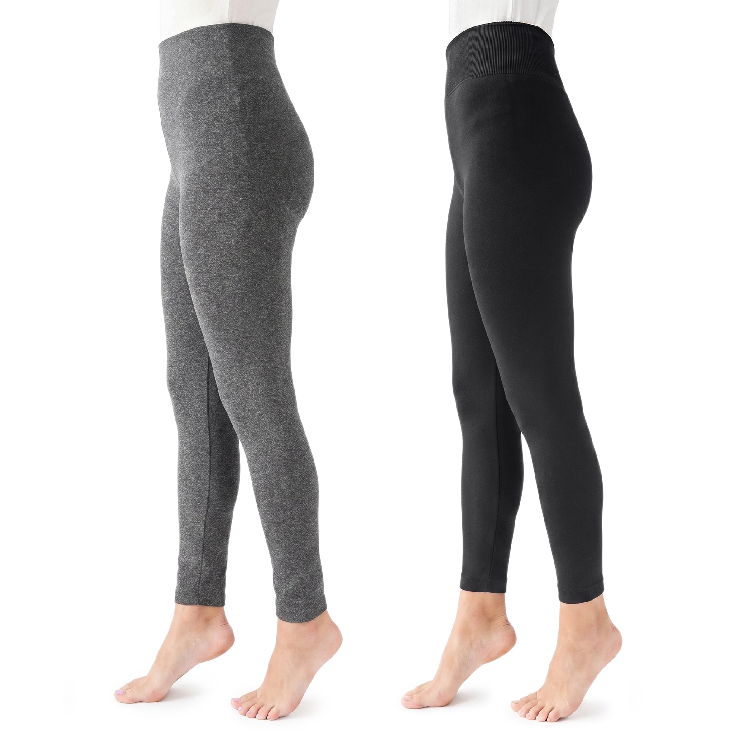 MUK LUKS Women's Jersey Fleece Lined High Waist Leggings, Sizes S/M to 1X/2X, 2-Pack