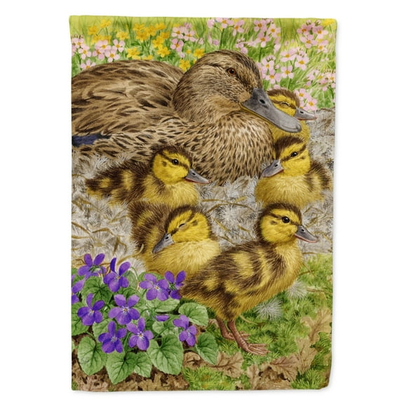 Female Mallard Duck and Ducklings Garden Flag