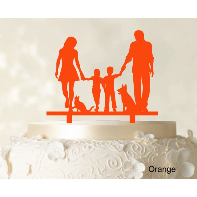 Family Cake Topper Personalized Silhouette Cake Topper Color Option Available 6-8 Inches Wide