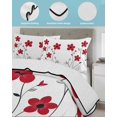 thumbnail image 4 of Quilts Twin Size, Red Spring Floral Soft Comforter Bedding Set for Bed, Elegant Summer Botanical Pastoral Lightweight Quilted Bedspread with Pillow Cover(2 Pieces) for All Season, 68x86 Inch, 4 of 6