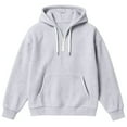 thumbnail image 4 of XIAONU Mens Hoodies Waffle Knit Half-Zip Drawstring Hooded Sweatshirts Loose Fit Long Sleeve Solid Color Oversized Streetwear Gray M, 4 of 4