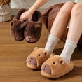 thumbnail image 4 of Wovix Women Girls Slippers Fluffy House Shoes with Heel Cover Winter Warm Plush Cute Cartoon Design Outdoor Shoes Soft Daily Brown 37, 4 of 6
