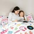 thumbnail image 4 of Manfei Musical Lover Slihouette 7pcs Bedding Comforter Set,Girls Electric Guitar Queen Bedding Sets,Pink Bowknot Butterflies Queen Sheet Sets For Princess,Luxury Bedroom Decor Reversible, 4 of 8