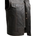 thumbnail image 5 of First Mfg Co - Sharp Shooter - Men's Motorcycle Biker Riding Leather Vest - Black Olive - 5X Large, 5 of 5