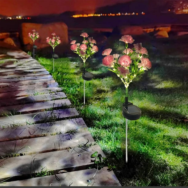Luces solares de flores para exterior | Luces LED solares ajustables con estaca para jardín, con encendido y apagado automático | Iluminación decorativa para jardín resistente al agua IP65 (hasta 8