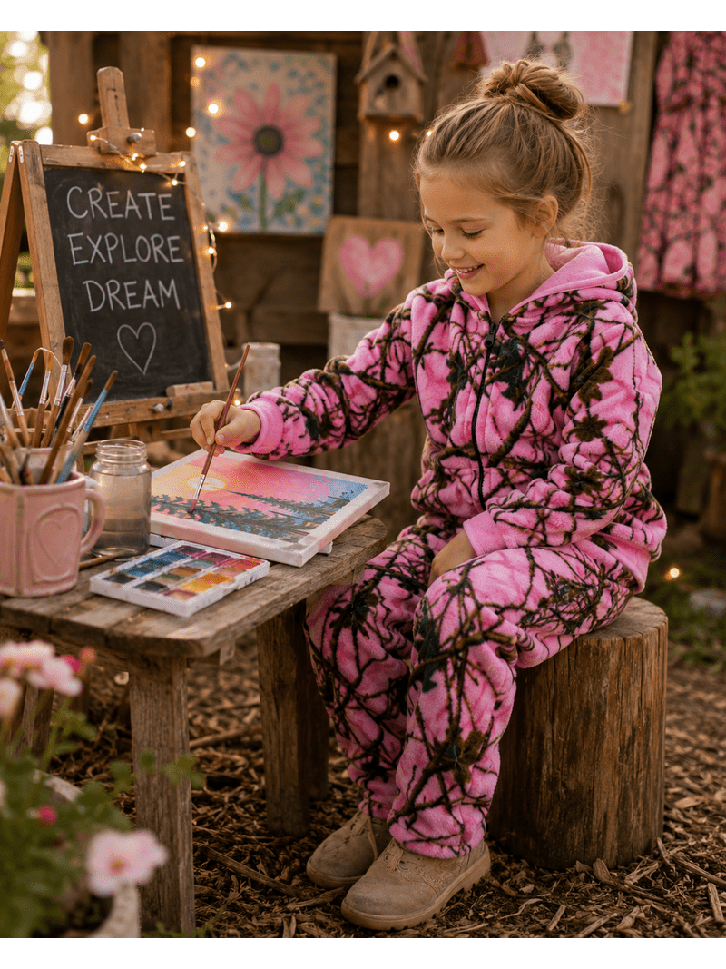 TrailCrest Infant Pink Camo Fleece Jacket and Pants Set, 4T, Warm