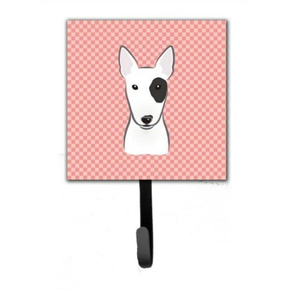 Carolines Treasures BB1209SH4 Checkerboard Pink Bull Terrier Leash & Key Holder