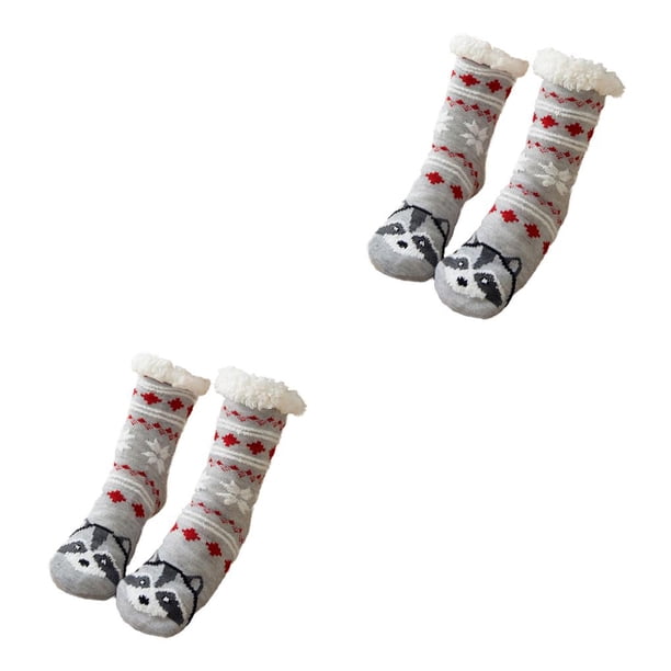 Qarigey 2 calcetines altos hasta el muslo de invierno para Cosplay, medias largas antideslizantes, accesorios para mujer, suministros para el hogar para zorro gris 2piezas Qarigey CBP322225