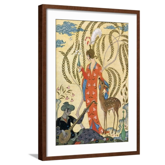 Art.com Persia Art Print by Georges Barbier, Brown Frame Wall Art, 21" x 29"