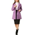 thumbnail image 3 of INSPIRE CHIC Women's Coat Solid Color Notched Lapel Single Breasted Winter Peacoat L Light Purple, 3 of 8