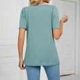thumbnail image 6 of safuny Women's Trendy Loose Basic Tops Solid Tops Short Sleeve Tees Square Neck Shirts Pleated Vintage Clothing Fashion Summer Green M, 6 of 6
