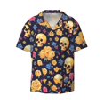 thumbnail image 5 of Daiia Skull gold flower Men's Linen Shirts Short Sleeve Casual Shirts Button Down Shirt for Men Beach Summer Wedding Shirt-XX-Large, 5 of 6