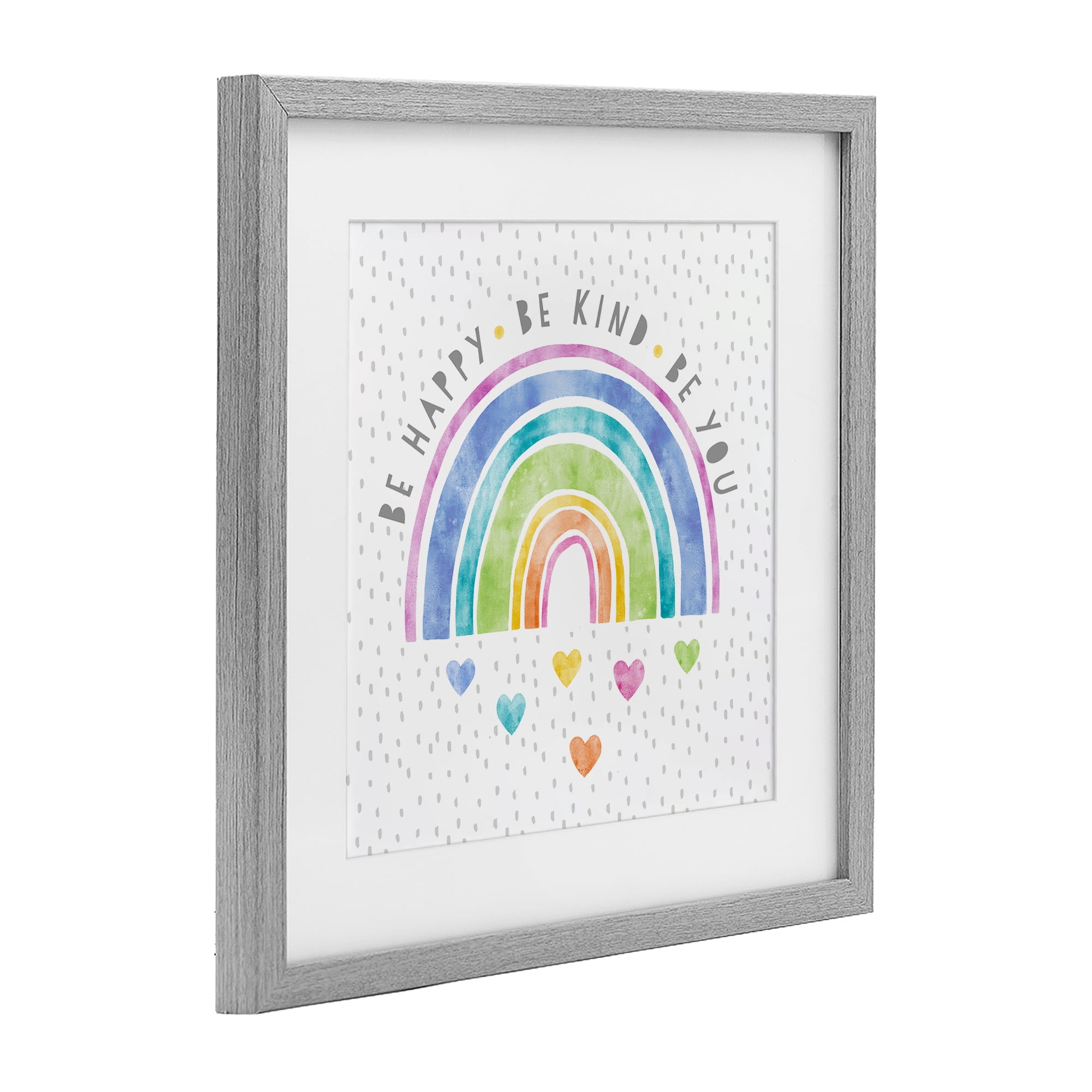 Stupell Industries Be You Hearts & Rainbow Gray Framed Print Under Glass, design by Suzanne Nicoll