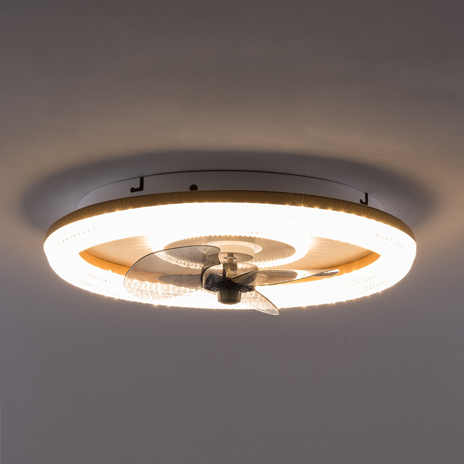 Modern Ceiling Fan With Light& Remote Control Flush Mount Ceiling Fan 3-Color W/o Bulb for Living Rooms