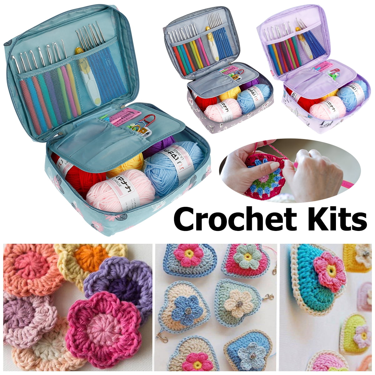 79/82PCS CROCHET KITS for Beginners Colorful Crochet Hook Set with
