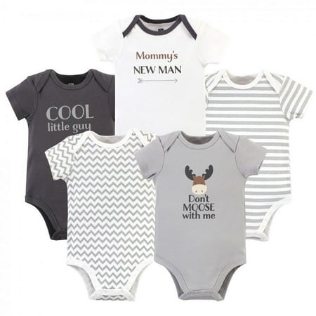 UPC: 0660168577129 | Hudson Baby Cotton Bodysuits 5pk Dont Moose With Me 0-3 Months