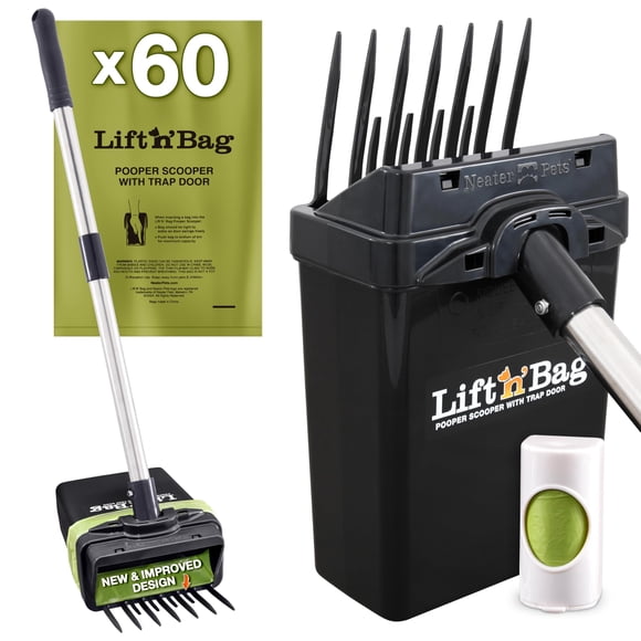 Recogedor de Excrementos para Perros Neater Pet Lift N’ Bag con Palo de 56 cm y 60 Bolsas