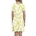 thumbnail image 4 of Summer Casual Dress for Women’s Sexy Wrap V-Neck Mini Dress High Waist Floral Print Mini Boho Short Sleeve Sundress, 4 of 5