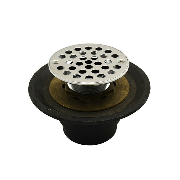 2" Inside Caulk Shower Drain with Brass Threaded Clamping Ring with